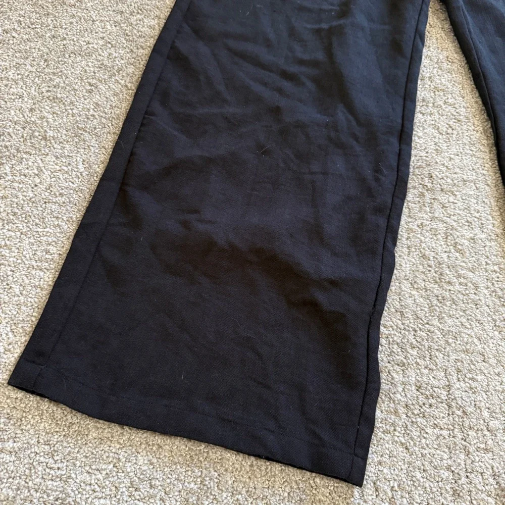 Halara Black Drawstring Pocket Wide Leg Baggy Casual Linen-Feel Pants Medium